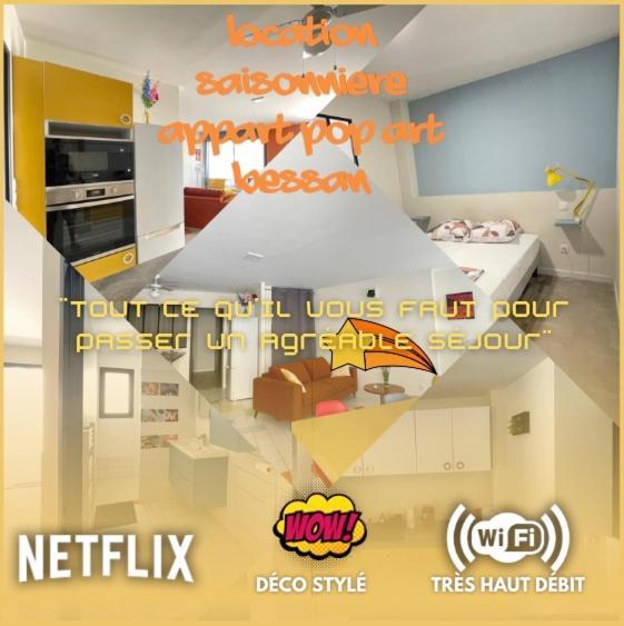 Appart Pop-Art Proche Autoroute, Plages Et Attractions, Wifi - Tv, Deco Stylee, Calme Bessan Luaran gambar